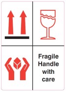 108 x 79mm Combined "Fragile, Handle with Care, This Way Up" Labels